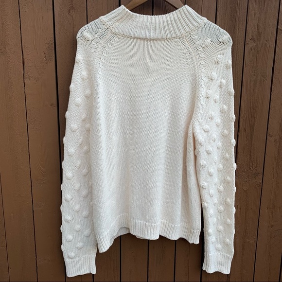 Vince Camuto | NWT Size Large Cream Sweater with Pom Pom Sleeves - Picture 8 of 15